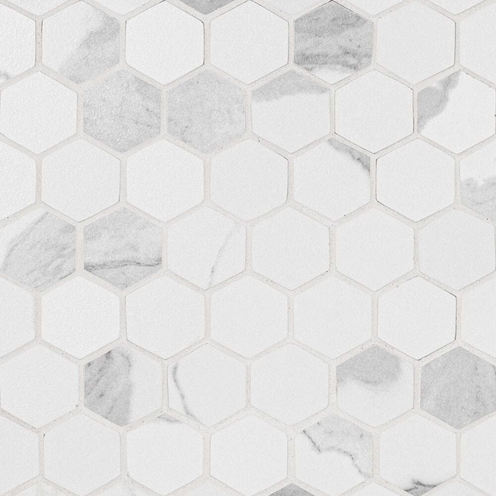 MS International Eden Statuary 2" x 2" Hexagon on 12" x 12" Porcelain Mosaic Sheet, , large