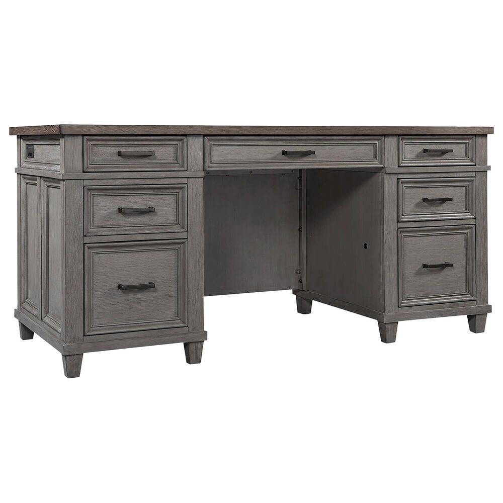 Riva Ridge Caraway 66" Executive Desk in Aged Slate and Brown, , large