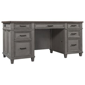 Riva Ridge Caraway 66" Executive Desk in Aged Slate and Brown, , large