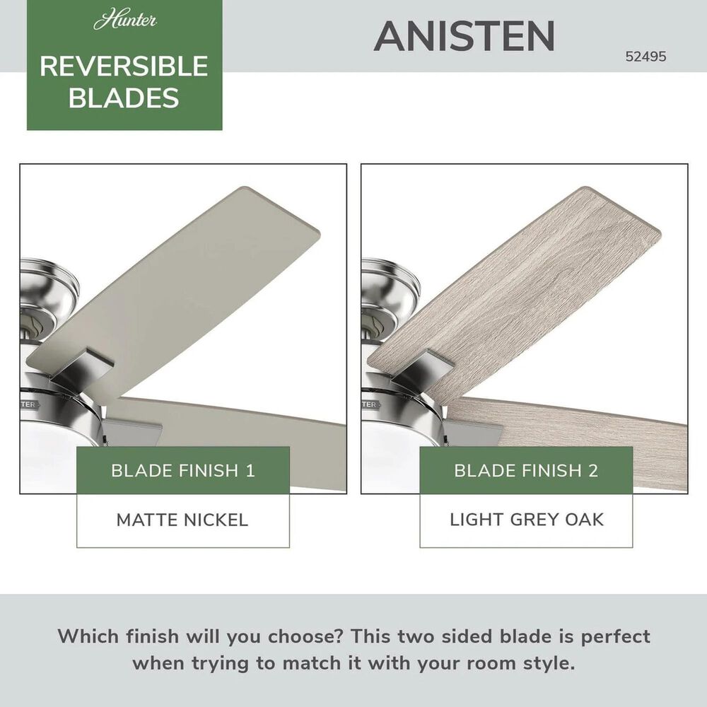 Hunter Anisten 44" Indoor Ceiling Fan with LED Light in Brushed Nickel, , large