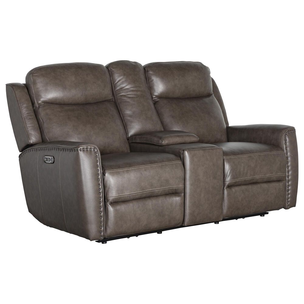 Bassett P2 ZG Leather Rec con loveseat in Sable, , large