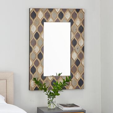 Maple and Jade 28" x 40" Wall Mirror in Distressed Beige, White, Purple and Gray, , large