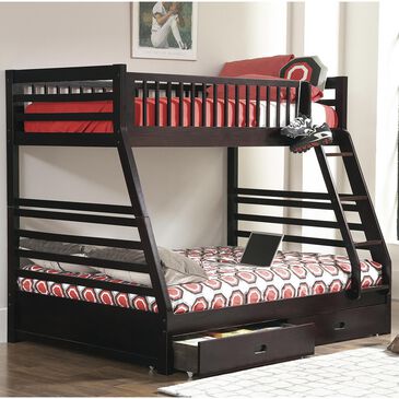 Pacific Landing Ashton Bunk Twin over Full Bed with 2-Drawer in Cappuccino, , large