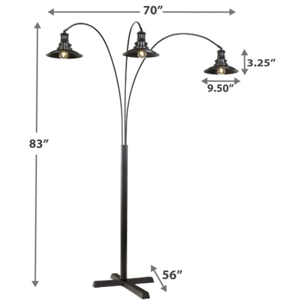 Ashley Sheriel Metal Arc Floor Lamp in Black, , large