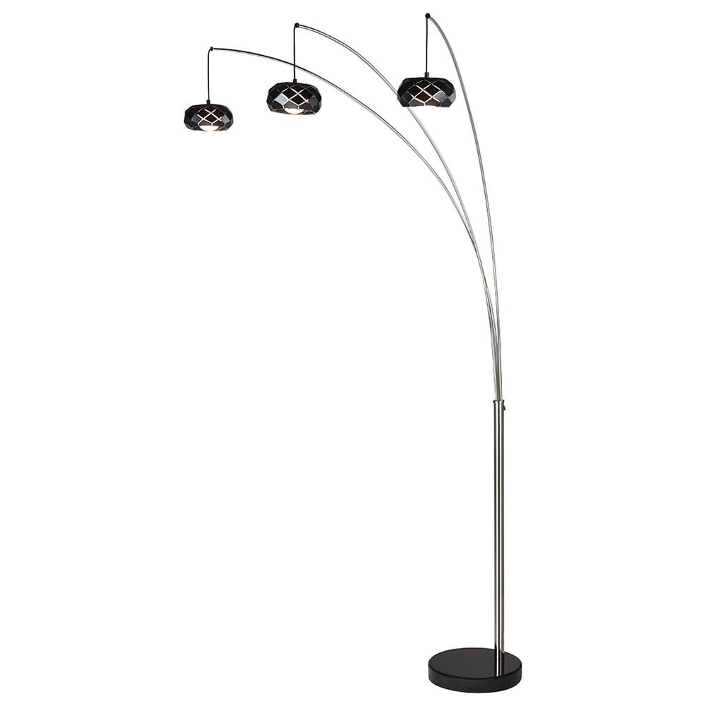 Anthony California 90" 3-Arm Arc Floor Lamp with Black Shade in Nickel, , large