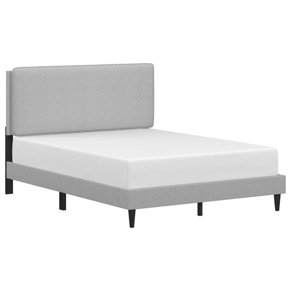 Richlands Furniture Emslie Queen Platform Bed with Light Gray Upholstery in Black, , large