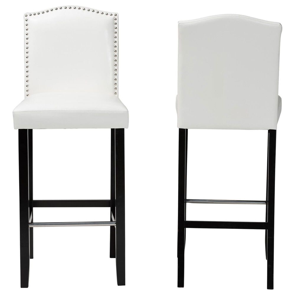 Baxton Studio Libra Bar Stool in White (Set of 2), , large