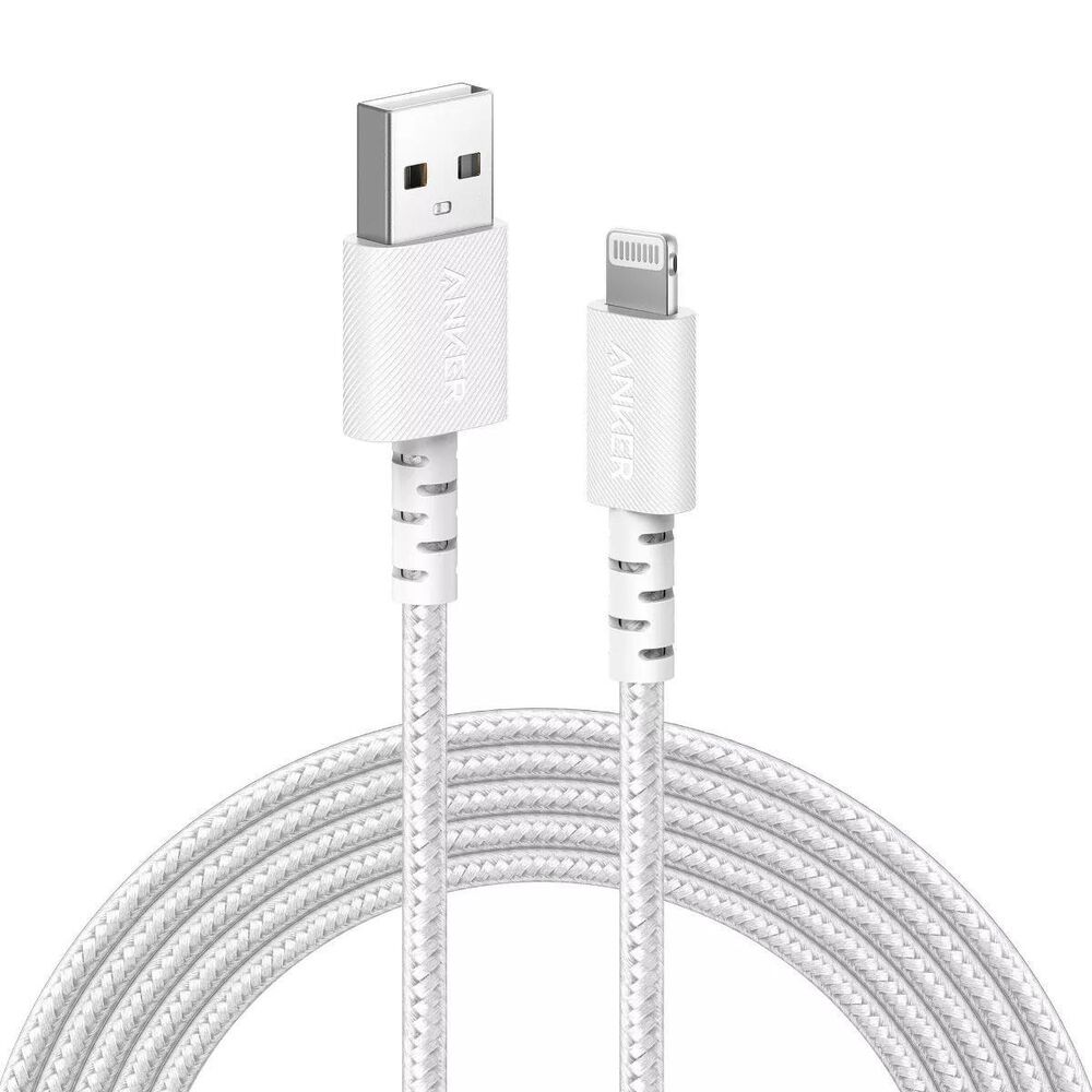 Anker 10" Braided USB-A to Lightning Cable in White, , large