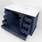 Lexora Home Dukes 48" Single Bathroom Vanity in Navy Blue with 2 cm White Carrara Marble Top and Rectangular Sink, , large
