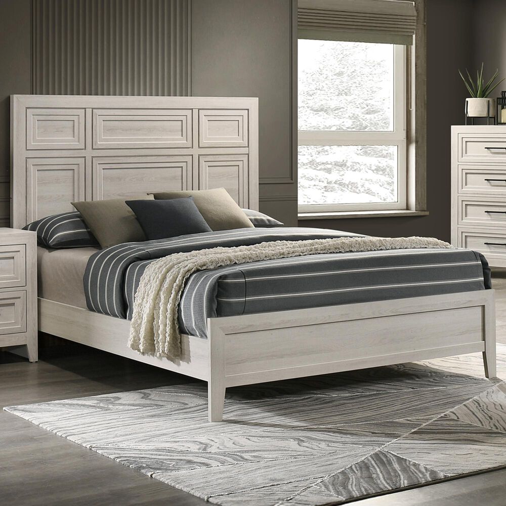 Crown Mark Lorriane King Panel Bed in Antique White, , large