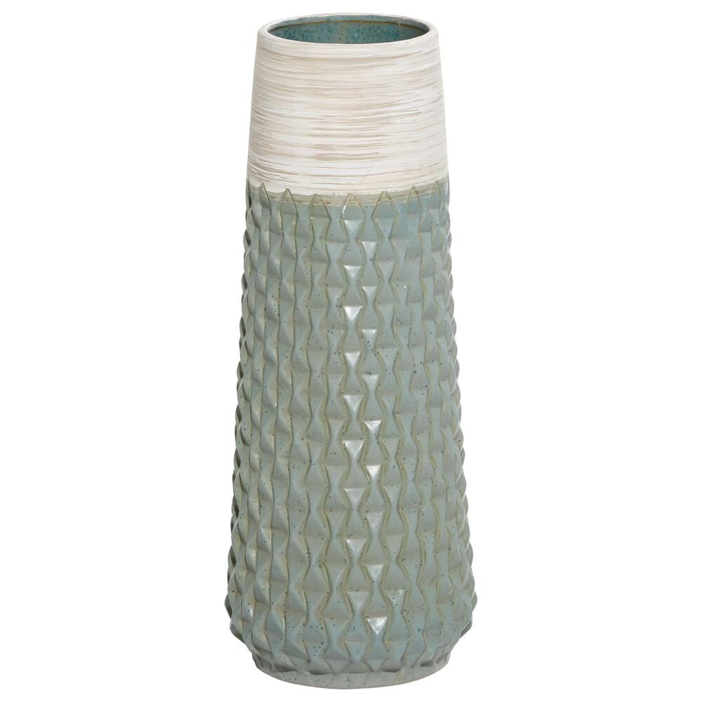 Maple and Jade 7" x 19" Contemporary Ceramic Vase in Green, , large