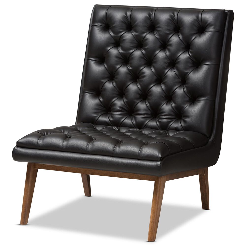 Baxton Studio Annetha Lounge Chair in Black, , large