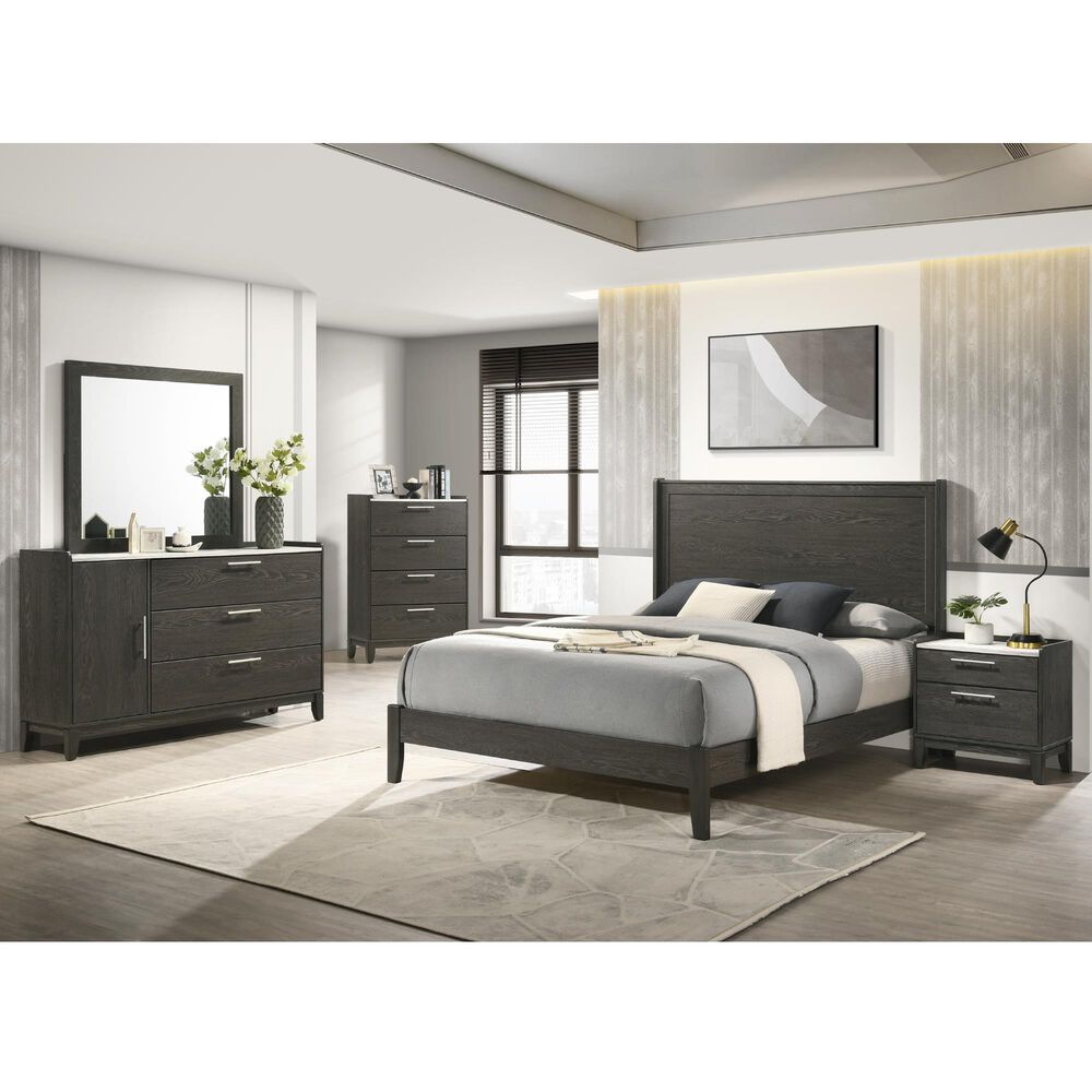 Lifestyle Enterprises 5-Piece King Panel Bedroom Set in Dark Grey, , large