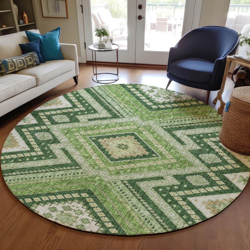 Dalyn Rug Company Portico PO5 Green 8&#39; Round Area Rug, , large