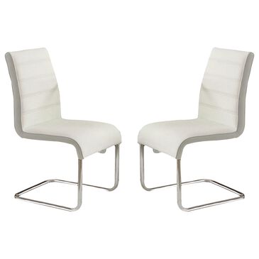 Furniture of America Jarrett Side Chair with White Cushion in Chrome (Set of 2), , large