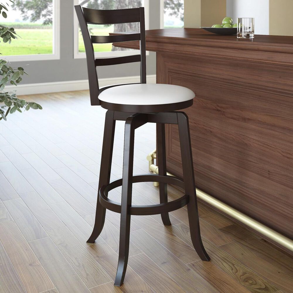 CorLiving Woodgrove Barstool in Cappuccino with White Cushion, , large