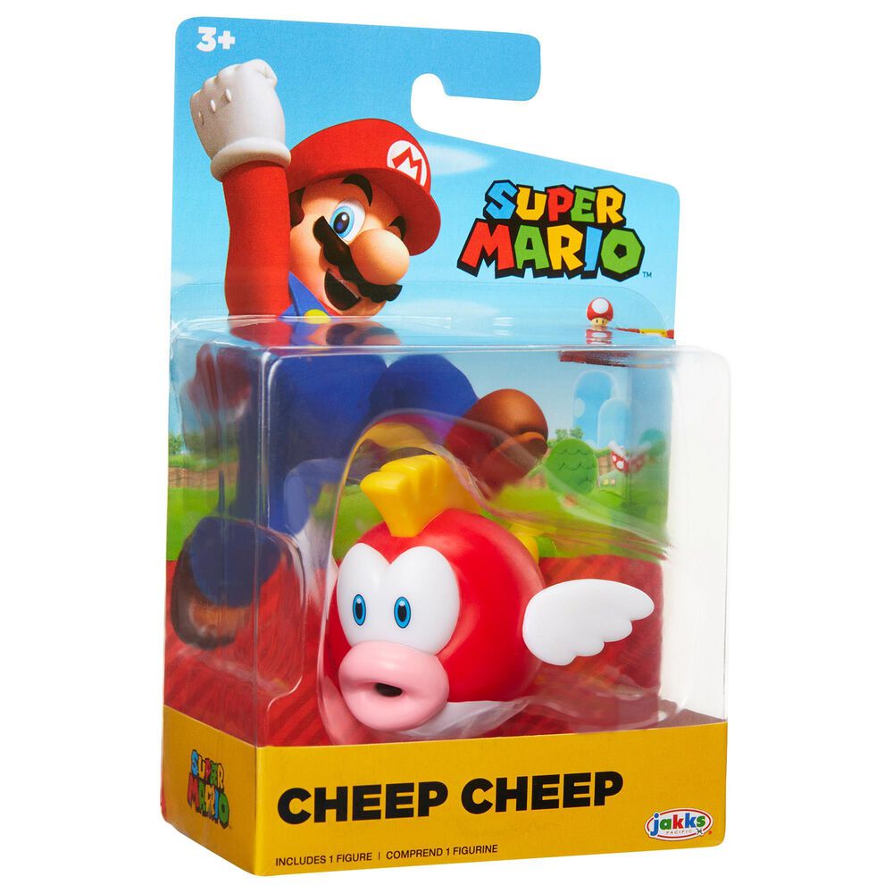 World of Nintendo Super Mario  2.5&quot; Limited Articulation Wave Action Figure - Cheep Cheep, , large