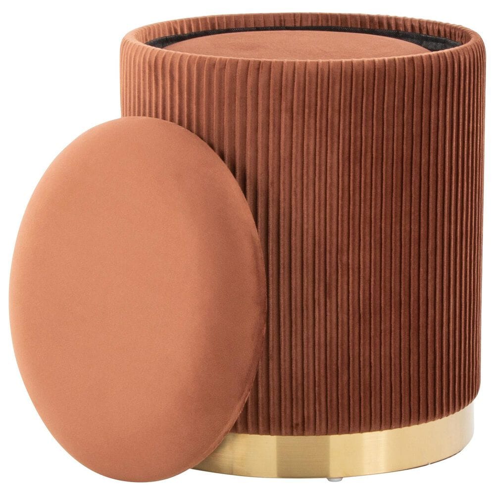 Lumisource Marla 2-Piece Nesting Pleated Ottoman Set in Light Brown, , large