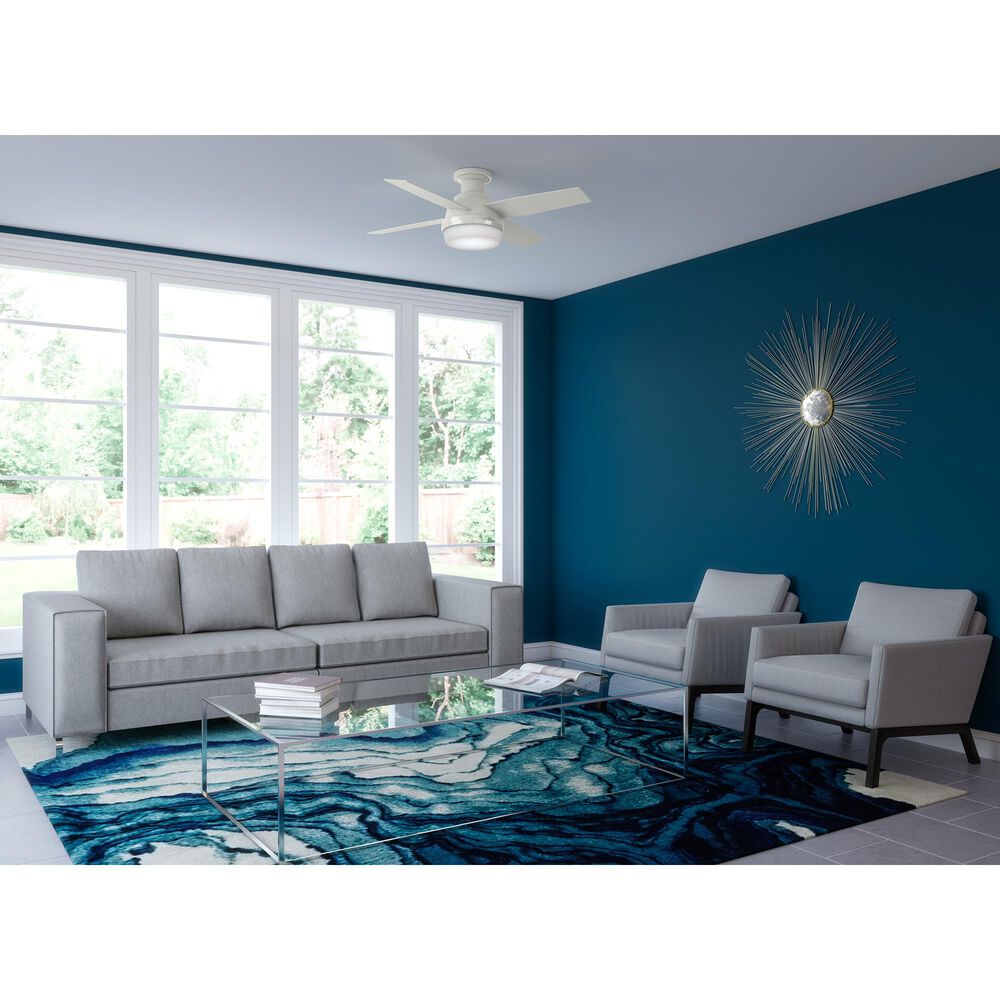 Hunter Dempsey 44&quot; Low Profile Ceiling Fan with Light in Fresh White, , large