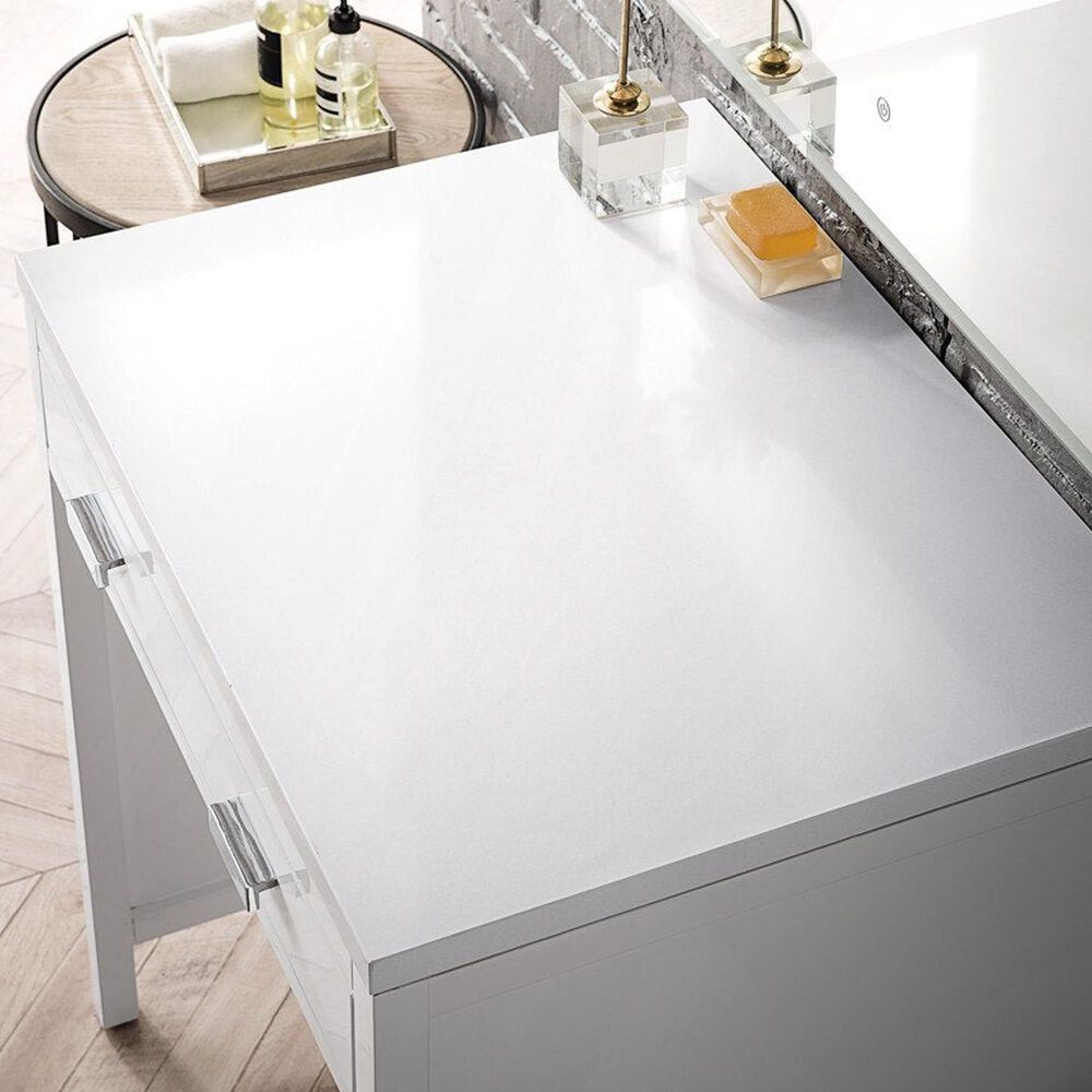 James Martin Vanities Addison 30" Freestanding Countertop Unit in Glossy White with 3 cm White Zeus Quartz Top, , large
