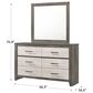 Crown Mark Rhett 6-Drawer Dresser and Mirror in Gray and White, , large