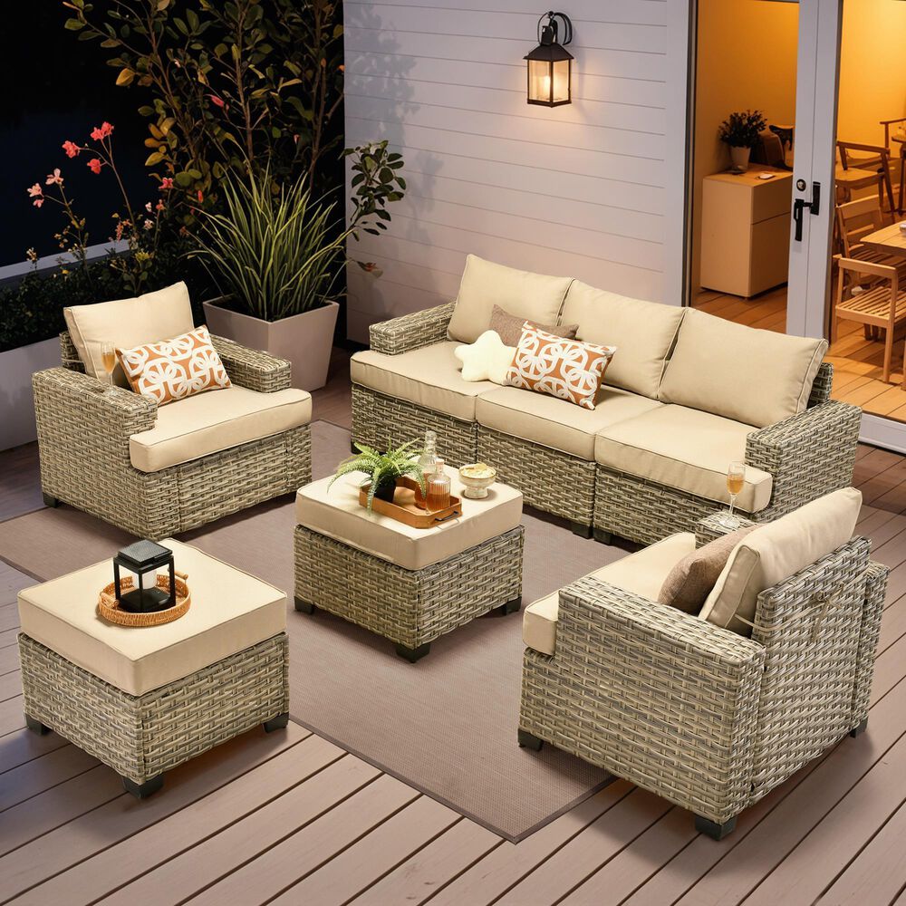 HOMLUX 7-Piece Modular Patio  Conversation  in Beige, , large