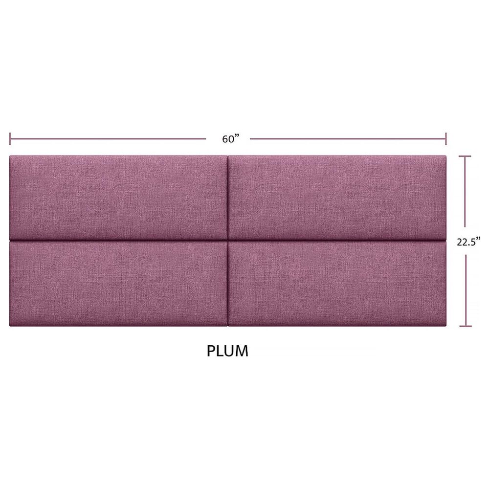Jaxx Panelist Upholstered Queen Headboard Panel in Plum &#40;Set of 4&#41;, , large