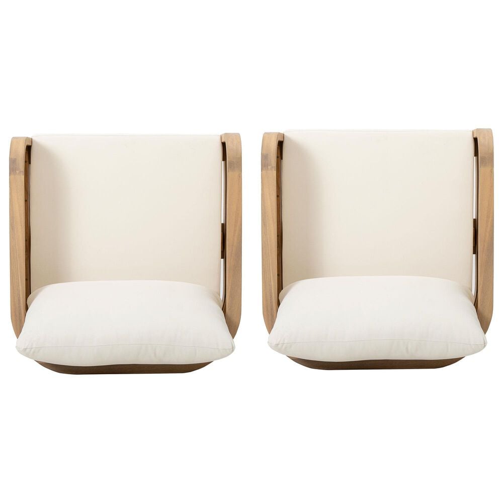 Hearth and Haven 24.8" Outdoor Armchair with Light Teak Frame in Beige (Set of 2), , large