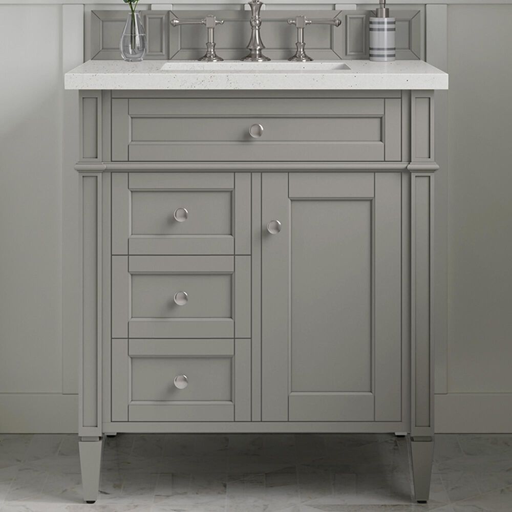 James Martin Vanities Brittany 30&quot; Single Bathroom Vanity in Urban Gray with 3 cm Lime Delight Quartz Top and Rectangular Sink, , large