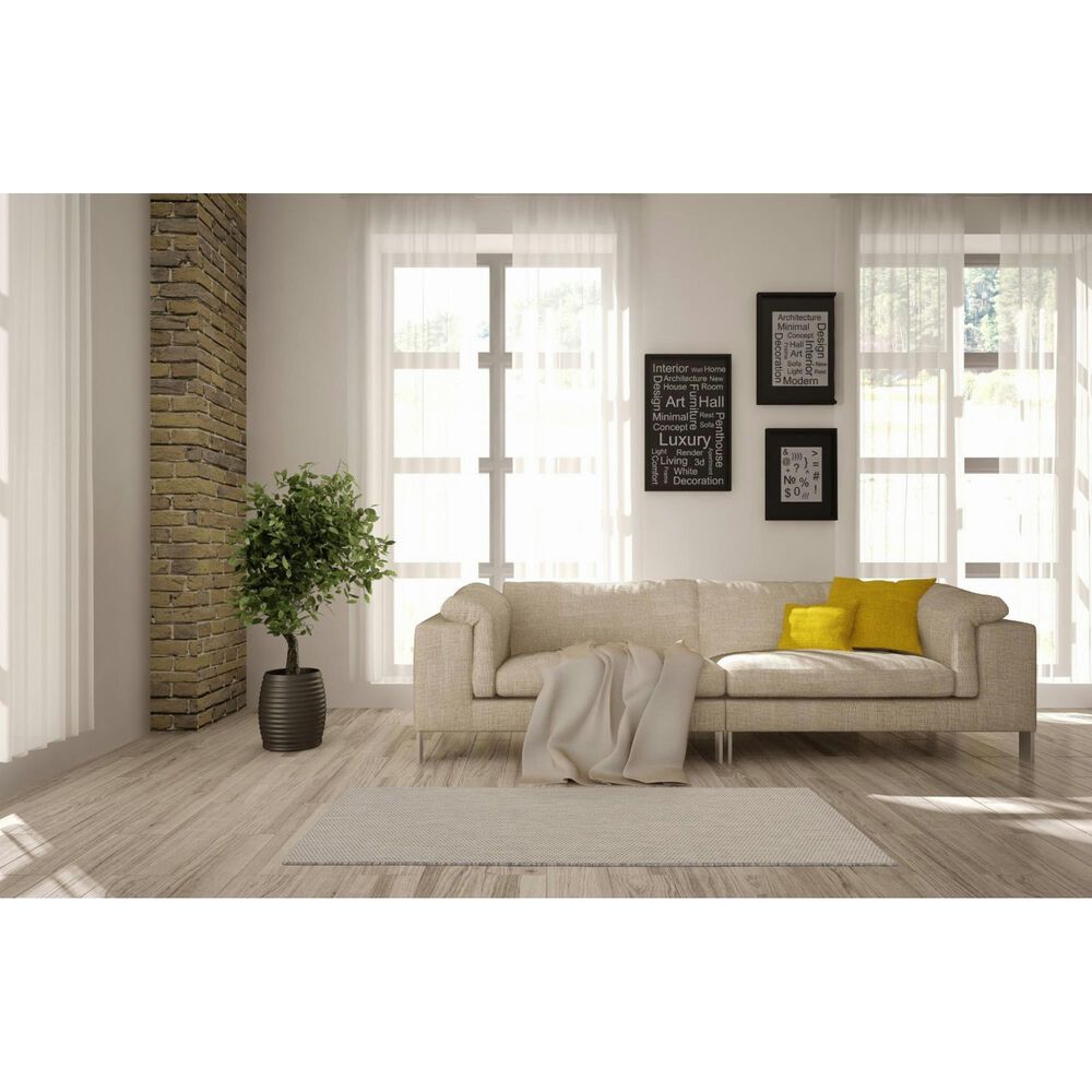 Nourison Courtyard Ivory and Silver 2&#39; x 6&#39; Indoor/Outdoor Runner, , large