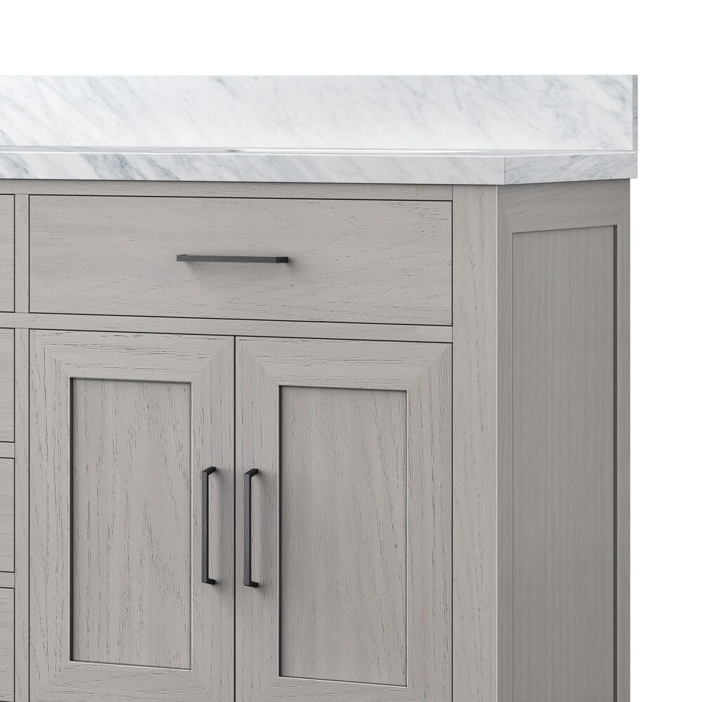 Lexora Home Abbey 72&quot; Double Bathroom Vanity in White Oak with 2 cm White Carrara Marble Top and Rectangular Sinks, , large