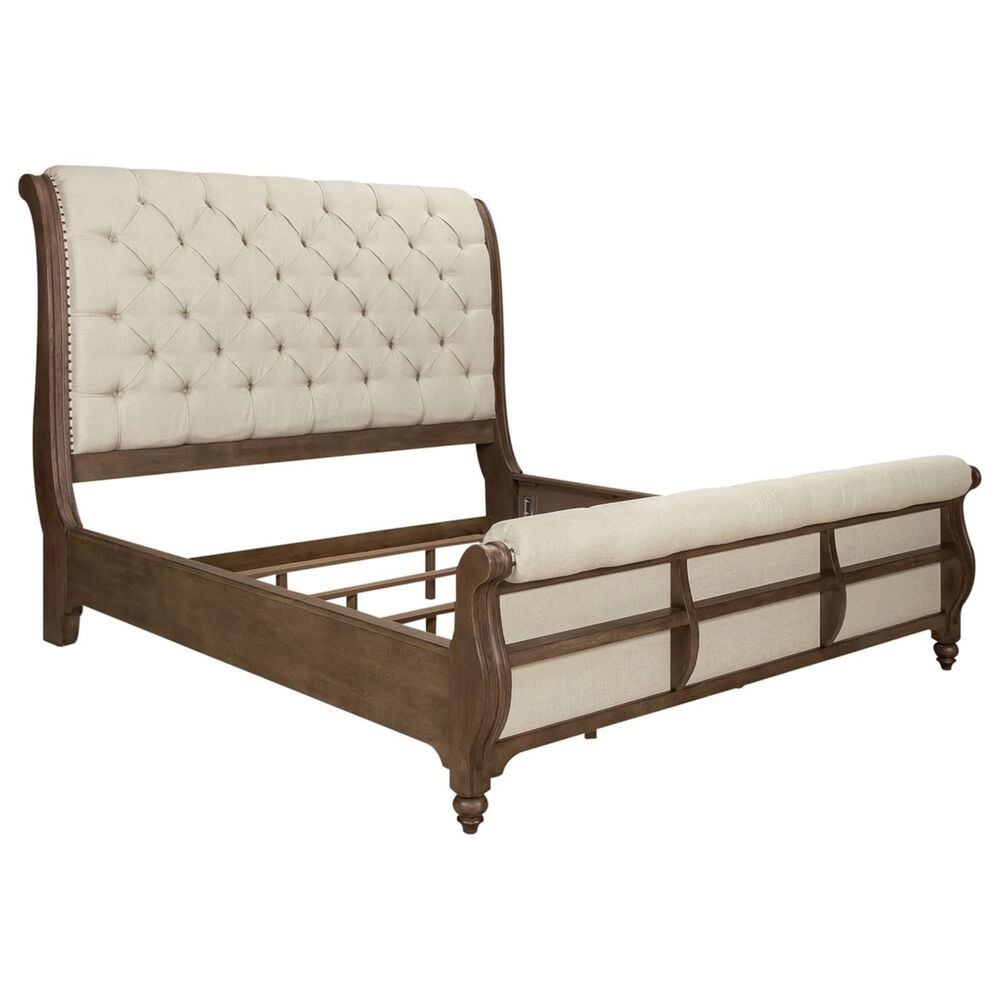 Belle Furnishings Americana Farmhouse Queen Sleigh Bed in Dusty Taupe, , large