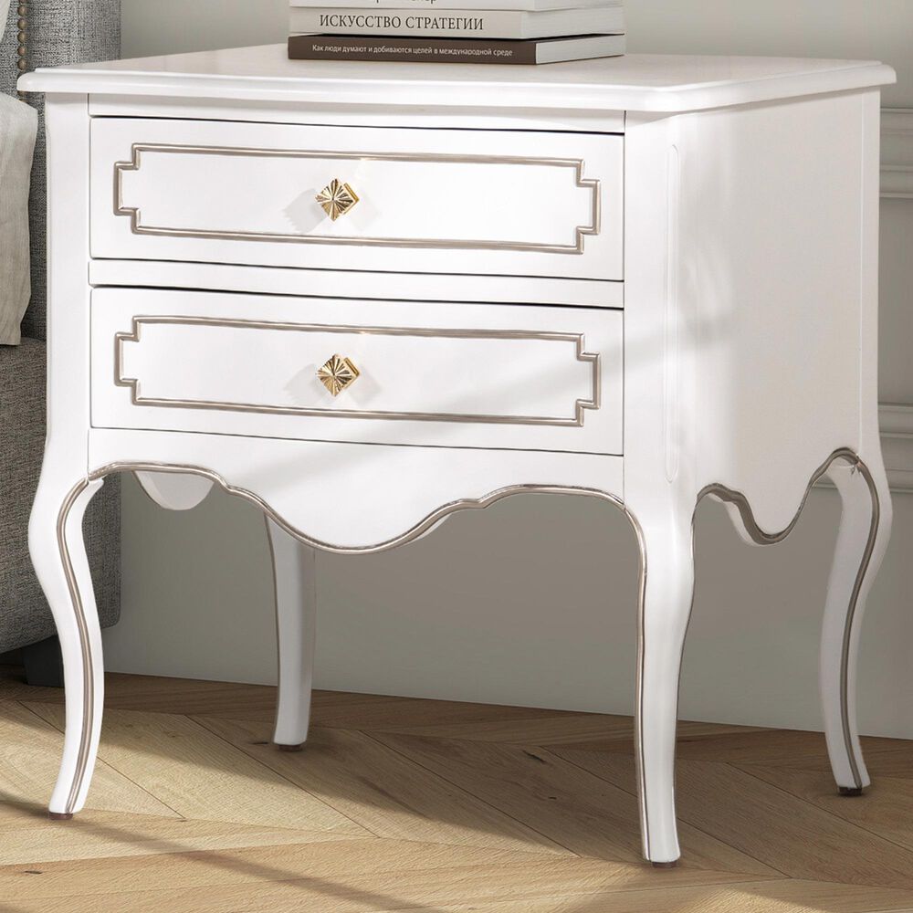 Jennifer Taylor Home Court Side Table in Soft White and Gold, , large