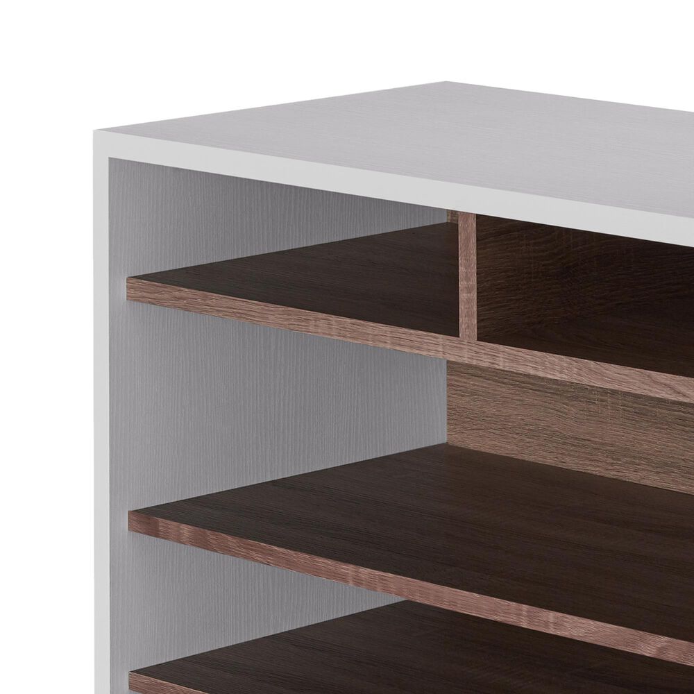 Furniture of America Parker 6-Shelf Shoe Cabinet in White and Brown, , large