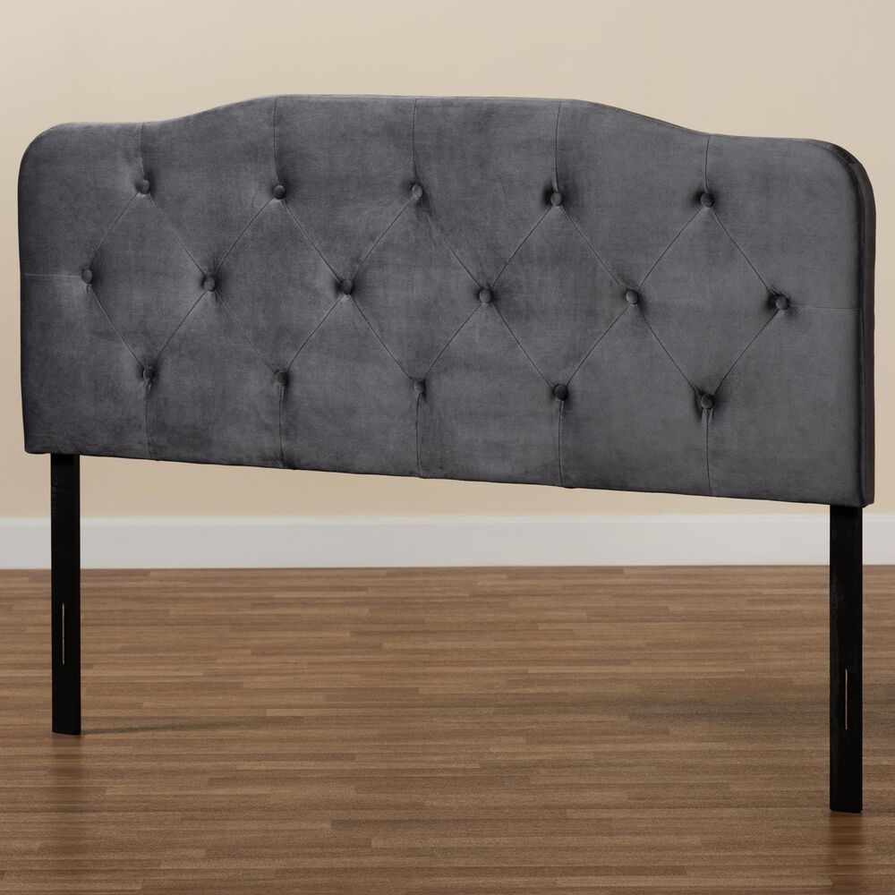 Baxton Studio Gregory Full Upholstered Headboard in Grey, , large