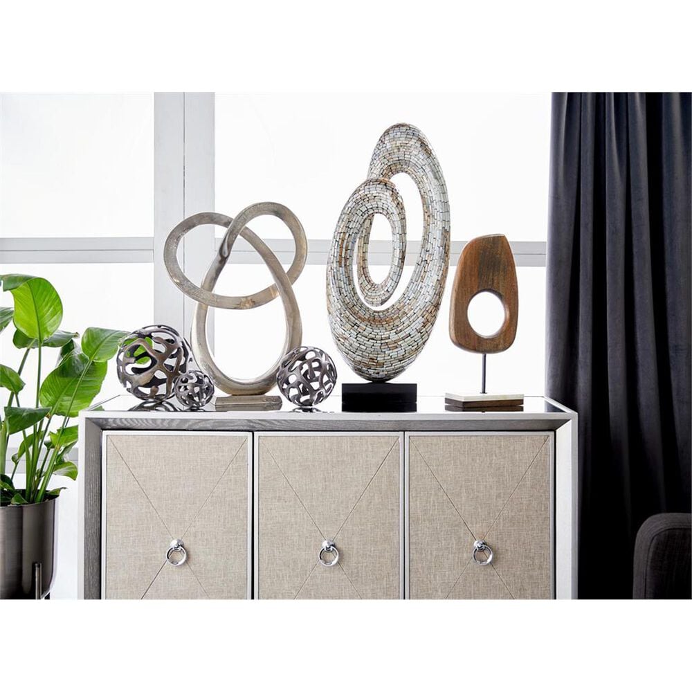 Maple and Jade Pearl Shell Abstract Swirl Decorative Sculpture in Polished Gray and Black, , large