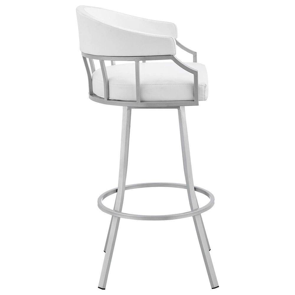 Blue River Valerie 30&quot; Swivel Barstool with White Cushion in Silver, , large