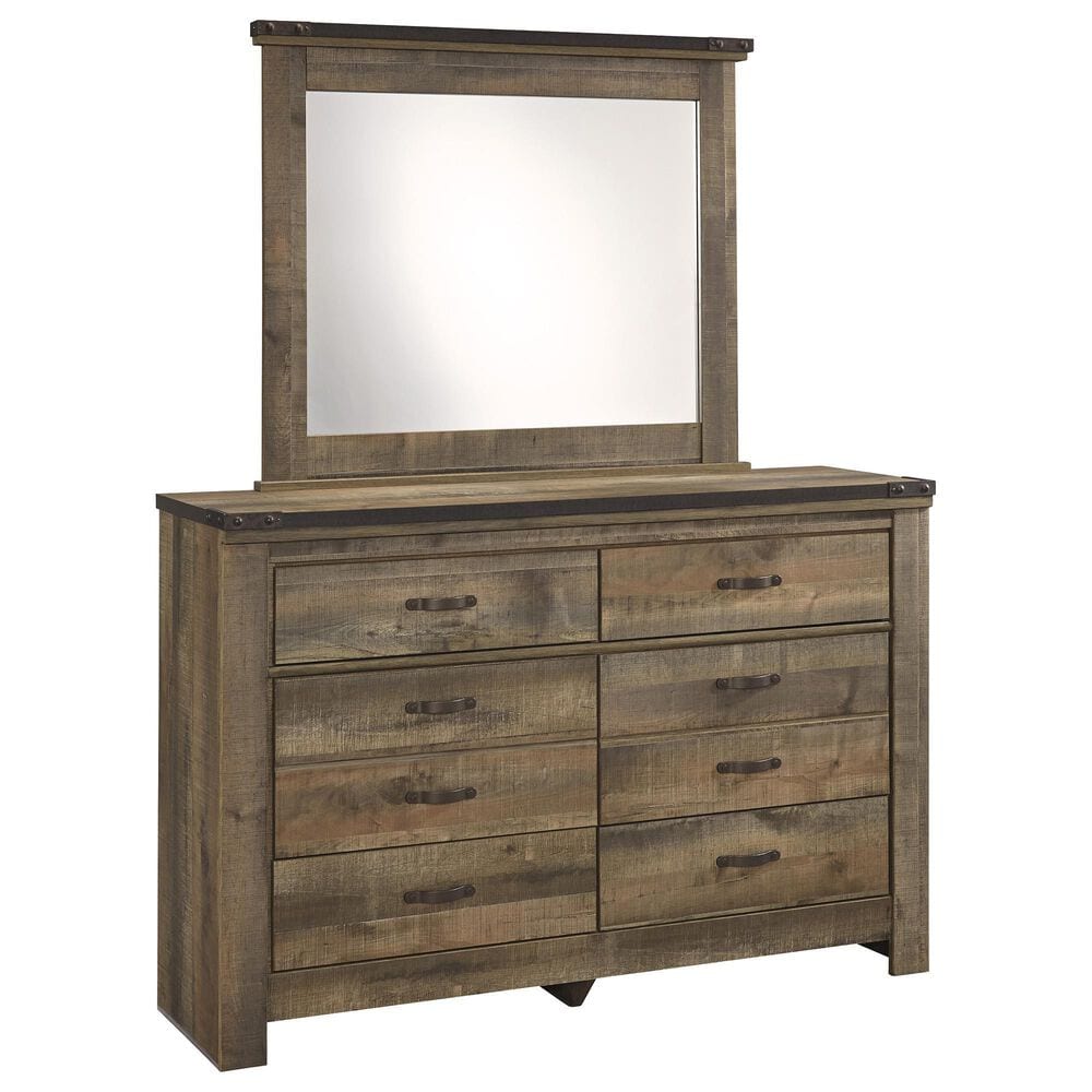 Ashley Trinell 5-Piece Twin Bookcase Bed Set in Replicated Oak Grain, , large