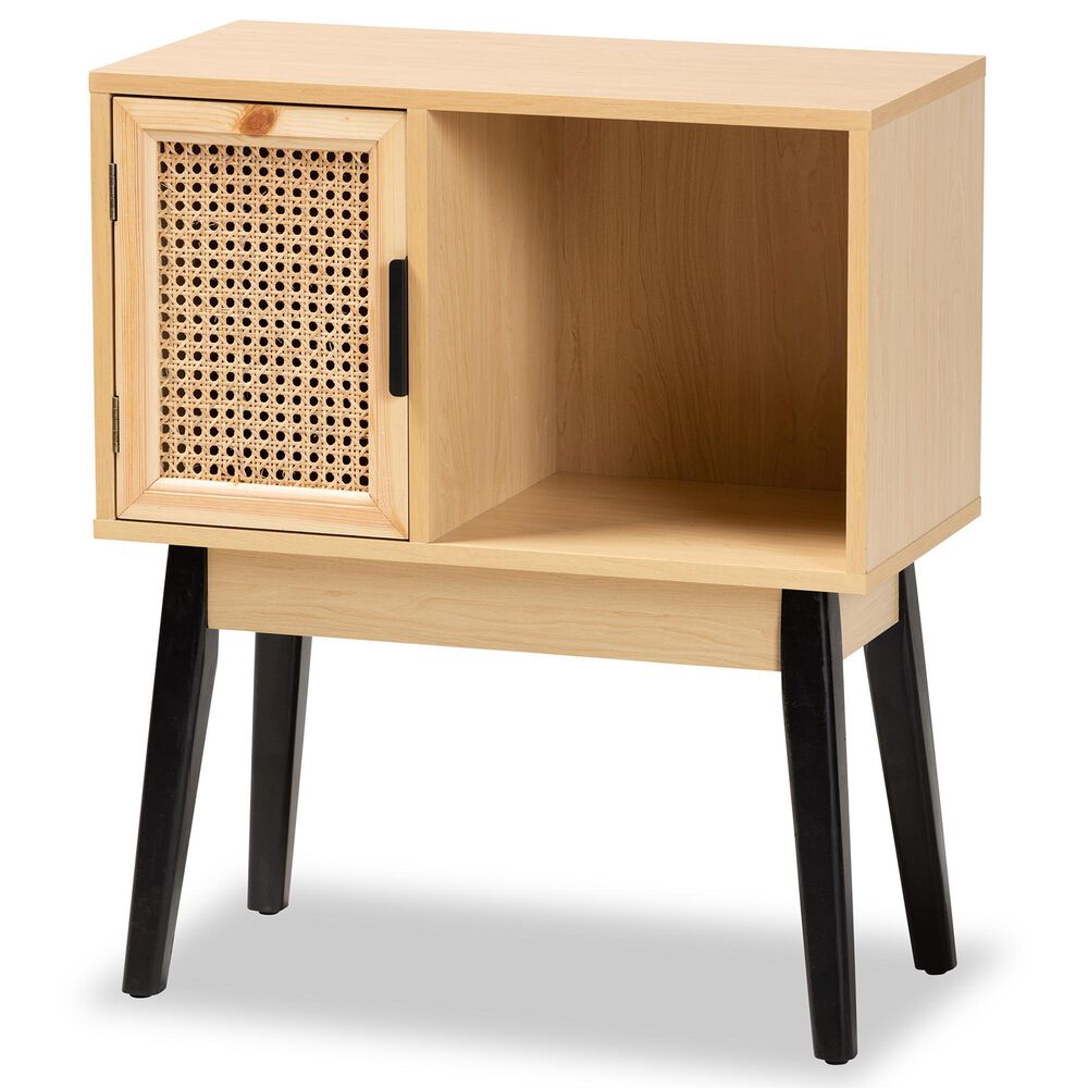 Baxton Studio Dacre Console Table in Oak Brown and Black, , large