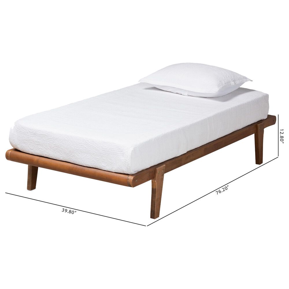Baxton Studio Kaia Twin Platform Bed Frame in Walnut Brown, , large