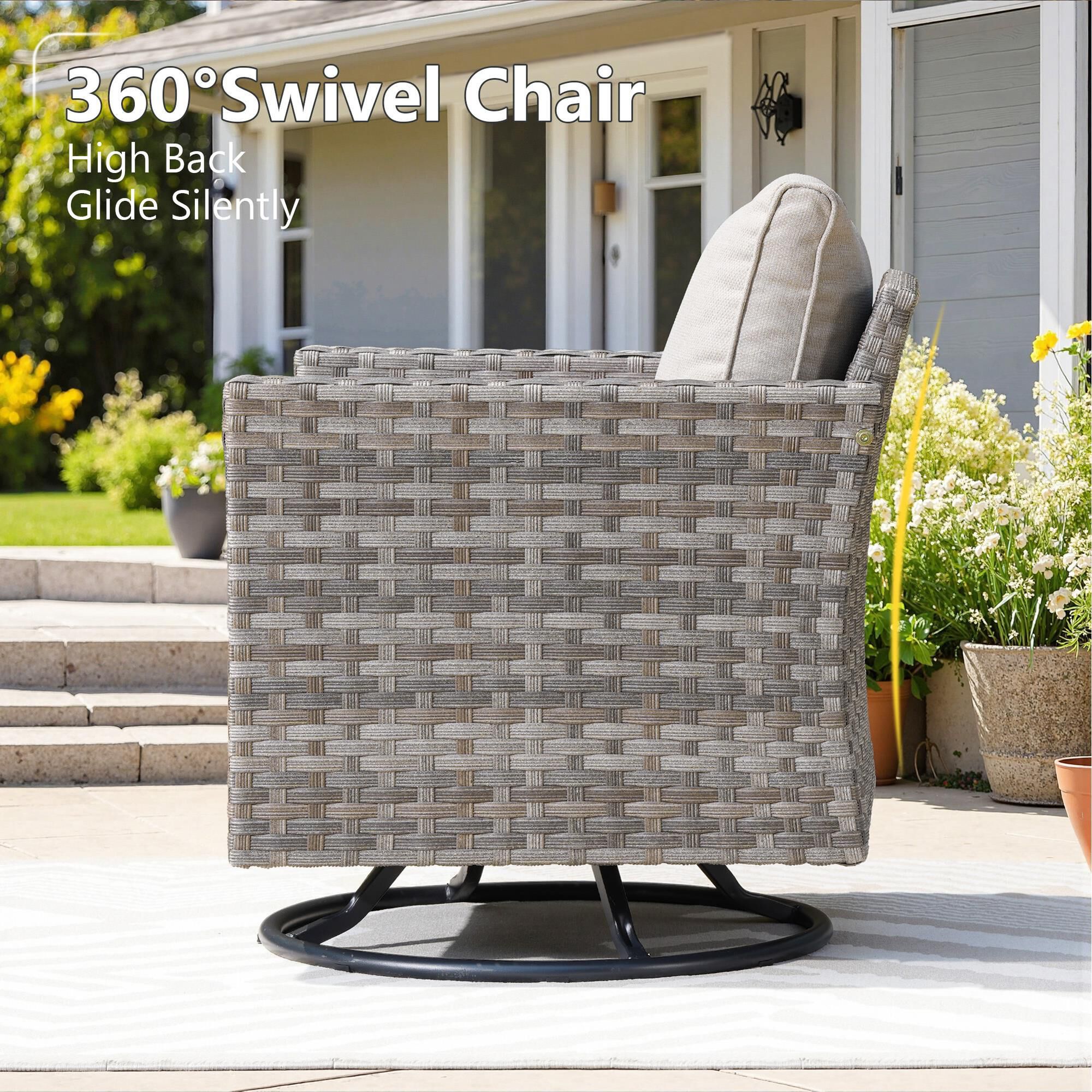 HOMLUX 3-Piece Outdoor Chat Set in Beige