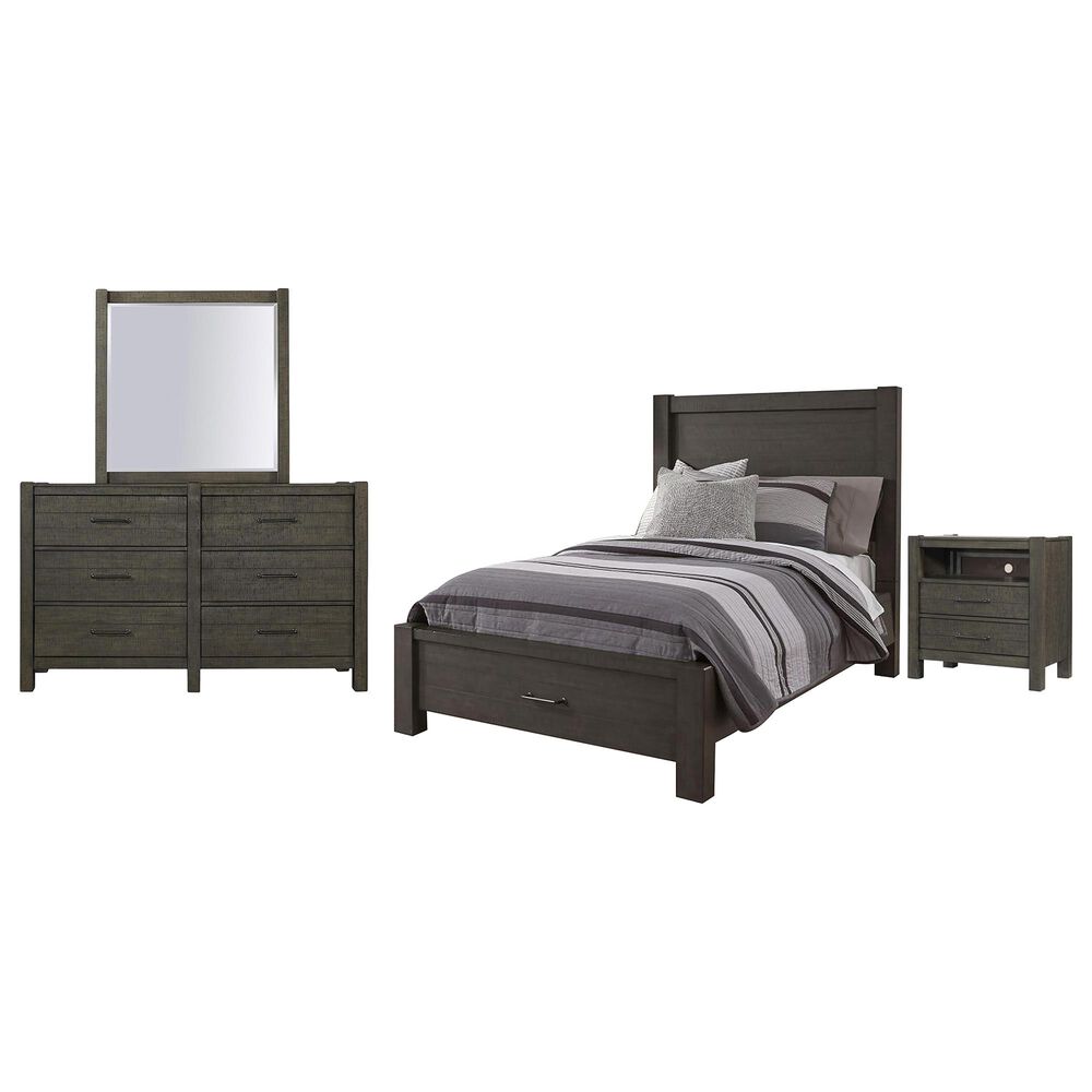 Riva Ridge Mill Creek 4 Piece Full Storage Bed Set with 2-Drawer Nightstand in Carob, , large
