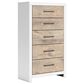 Ashley Charbitt 5-Drawer Chest in Matte White and Replicated Oak Grain, , large
