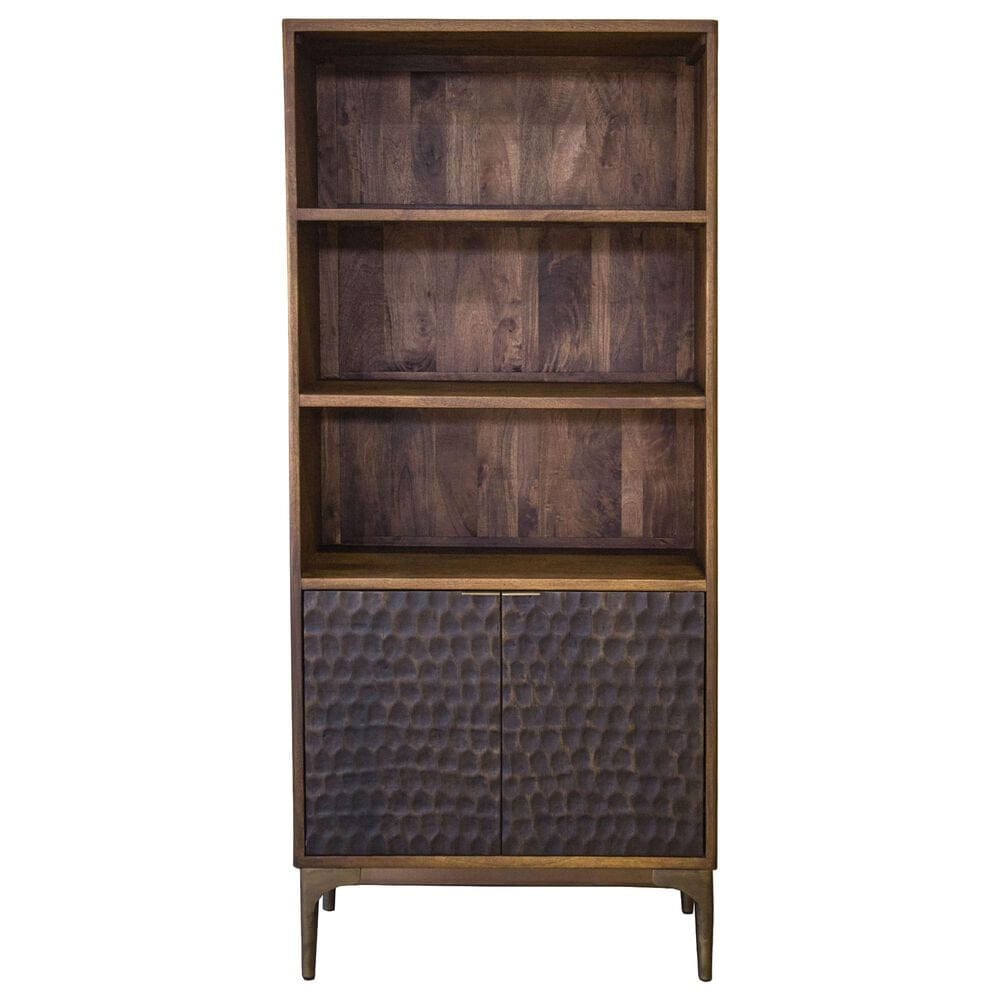 Home Trends &amp; Design Santa Cruz 3-Shelf Bookcase in Walnut and Antique Gold, , large