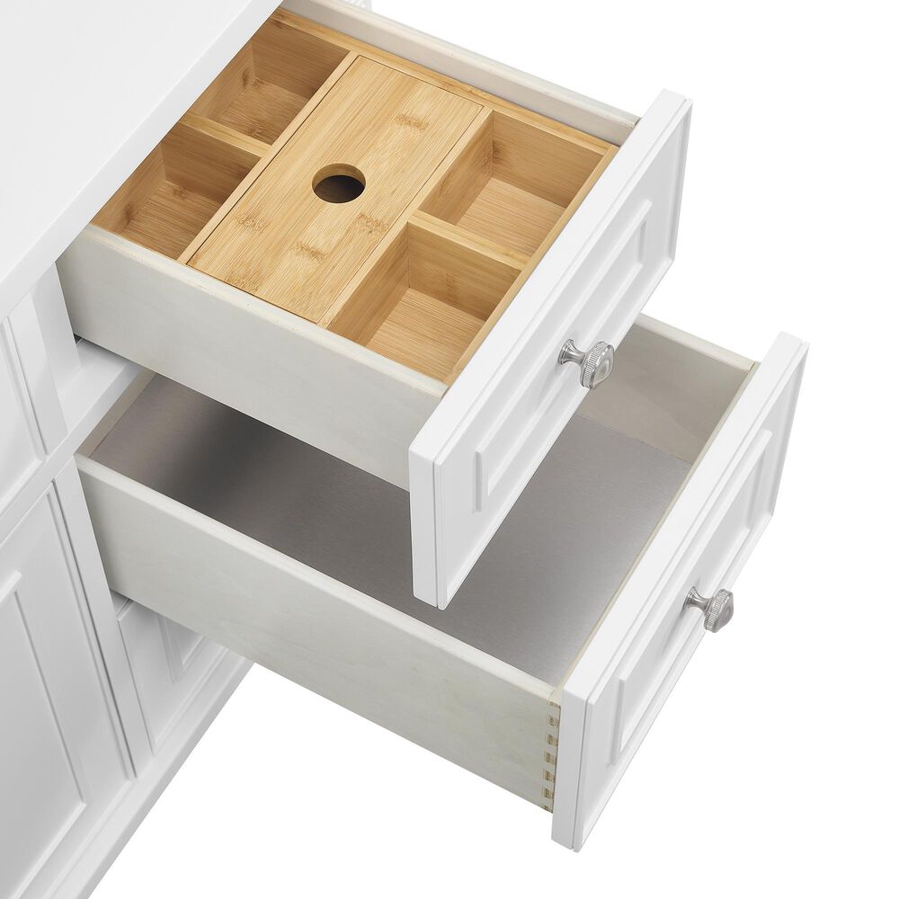 James Martin Vanities Lorelai 48&quot; Single Vanity in Bright White with 3 cm Ethereal Noctis Quartz Top, , large
