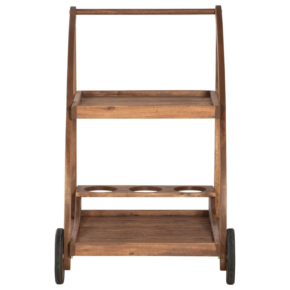 Linon Home Decor Catalan Patio Trolley Cart in Warm Acorn, , large