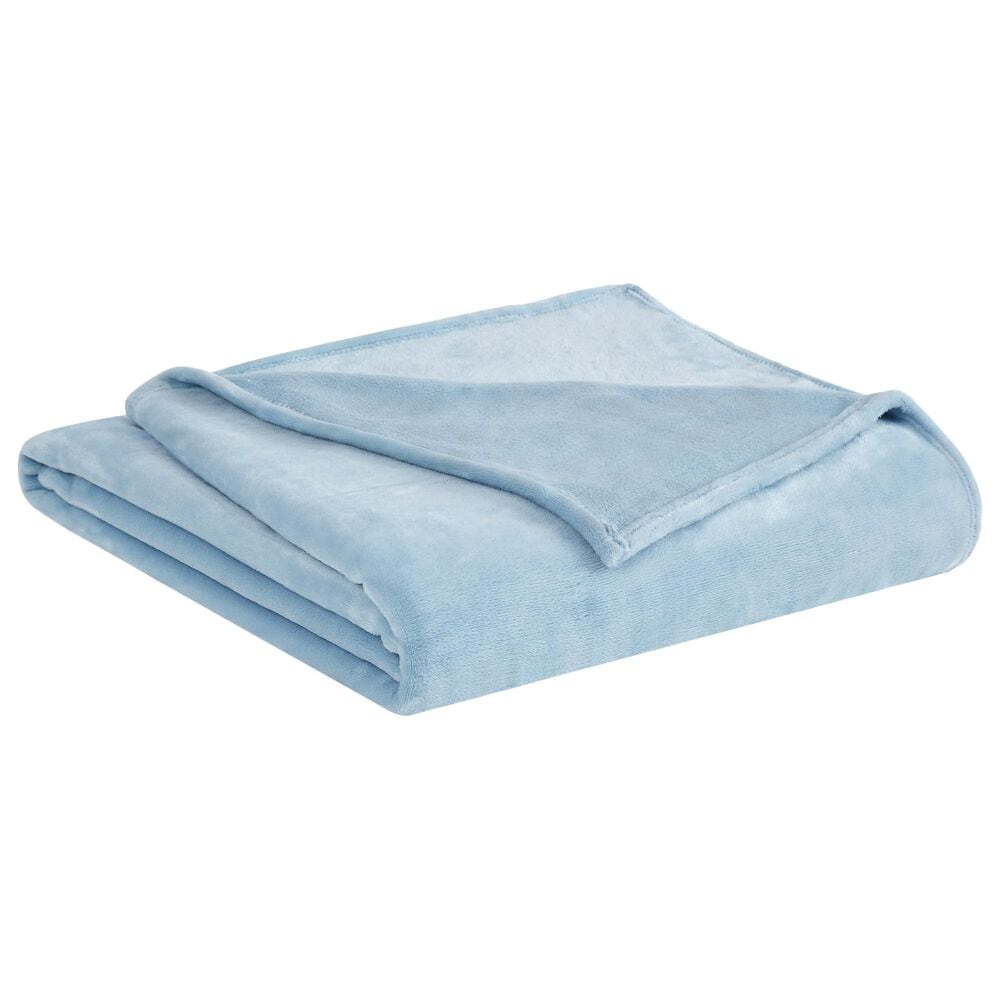 Pem America Truly Soft Velvet Plush Full/Queen Blanket in Light Blue, , large