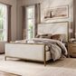 Furniture of America Lalia Queen Upholstered Panel Bed with Padded Headboard in Matte Gold, , large