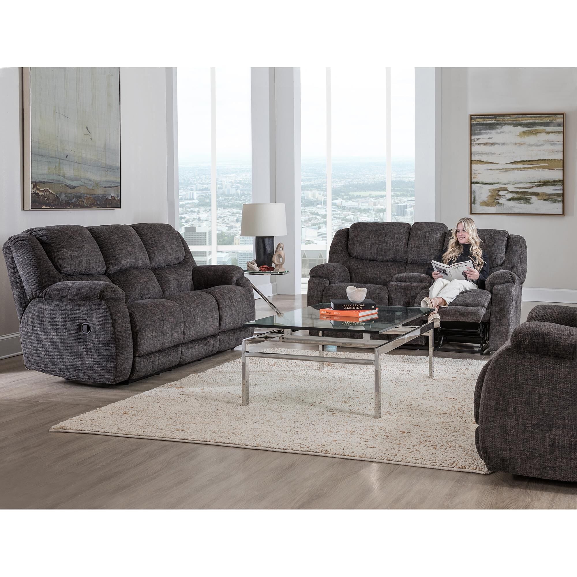 Homestretch double reclining power sofa outlet