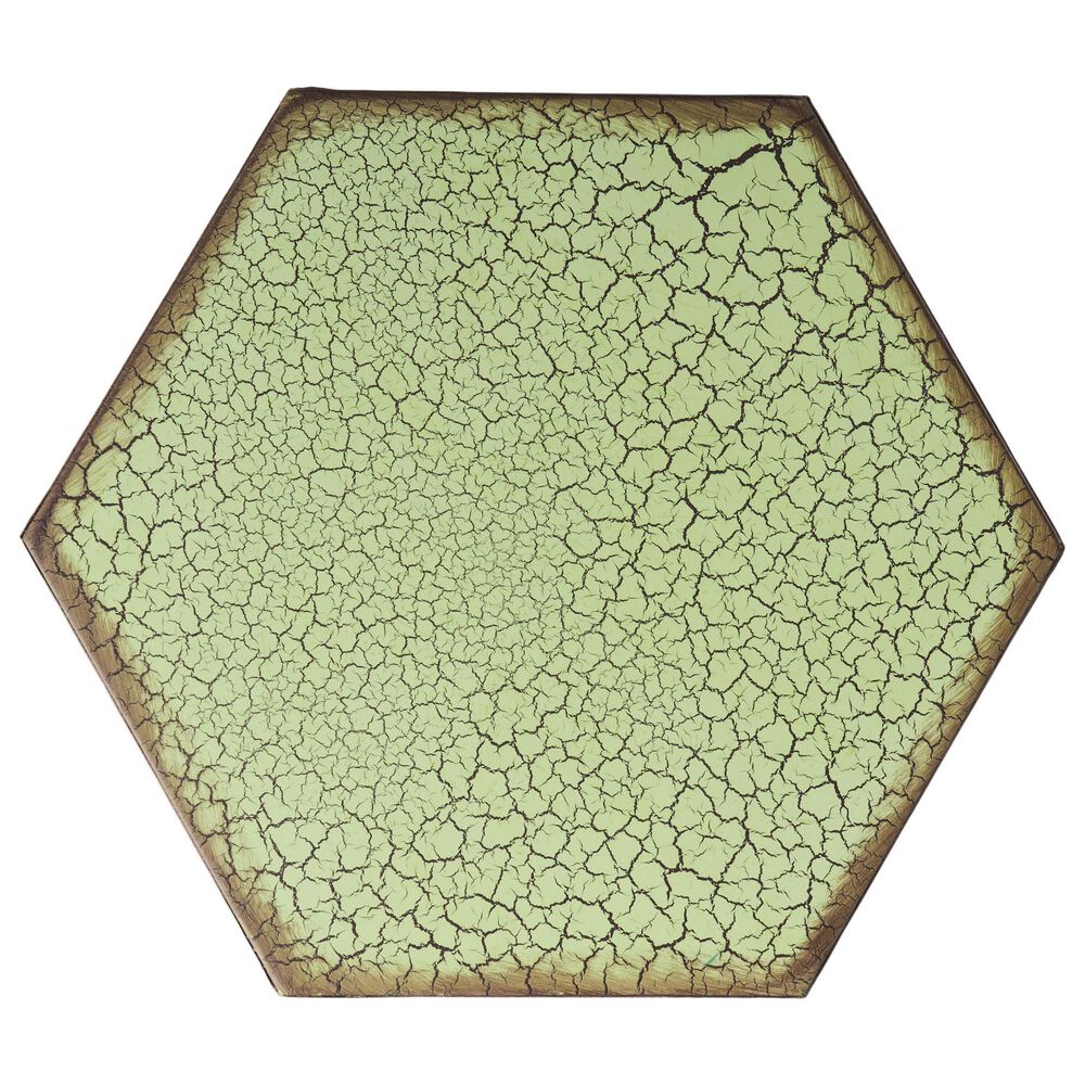 Hearth and Haven Galore 14" Outdoor Hexagon Metal Side Table with Sunburst Cut Out Design in Green, , large
